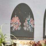 floral swag engraved hologram earrings