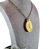 yellow embroidered lightbulb vase necklace