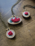Red Rose Hand Embroidered Necklaces