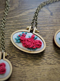 Red Rose Hand Embroidered Necklaces