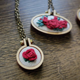 Red Rose Hand Embroidered Necklaces