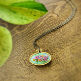 Hand Embroidered Pink Floral Necklace