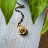 Green Dyed fabric floral Hand Embroidered Necklaces