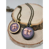 Cherry Blossom Embroidered Wood Necklace