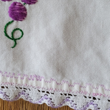 close up of detailed stitched edging