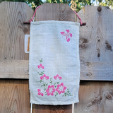 Vintage pink butterfly daisy wall hanging - EMBER & THREAD