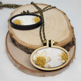 Daisy Doubles Oval Wood Necklaces