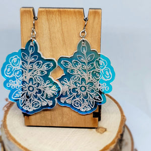floral engraved holographic earrings