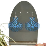 florescent blue acrylic death's head moth earrings