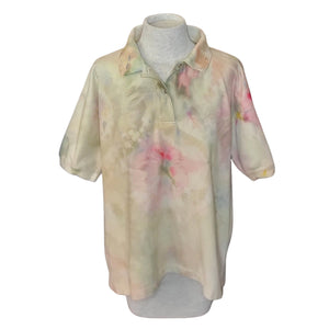 cream watercolor polo shirt L