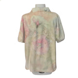 cream watercolor polo shirt L