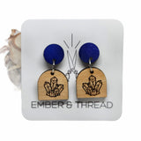 crystal engraved maple earrings