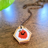 hexagon pumpkin embroidered necklace