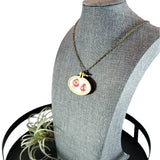 embroidered mushroom oval necklace
