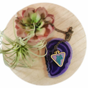 green fern embroidered necklace