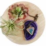 green fern embroidered necklace
