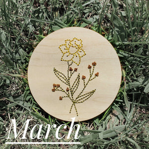 March Daffodil Flower Embroidered Sign