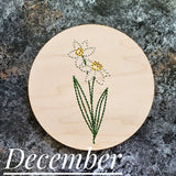 December Narcissus Flower Embroidered Sign