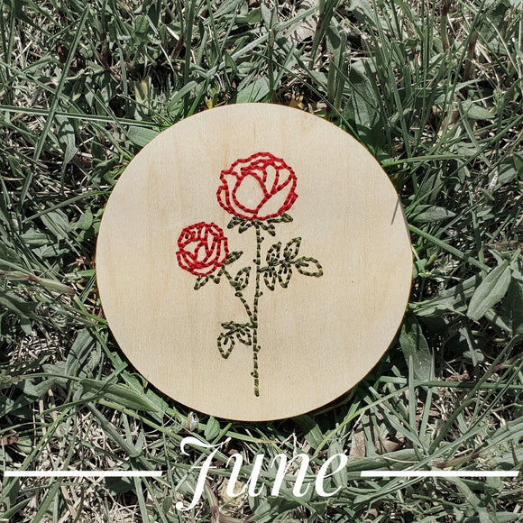 June Rose Flower Embroidered Sign