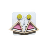 lime green maple triangle acrylic earrings