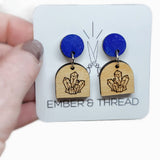 maple painted engraved dangle earrings