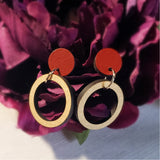 hand painted laser cut red wood hoops