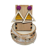 yellow acrylic triangle hoop dangle earrings